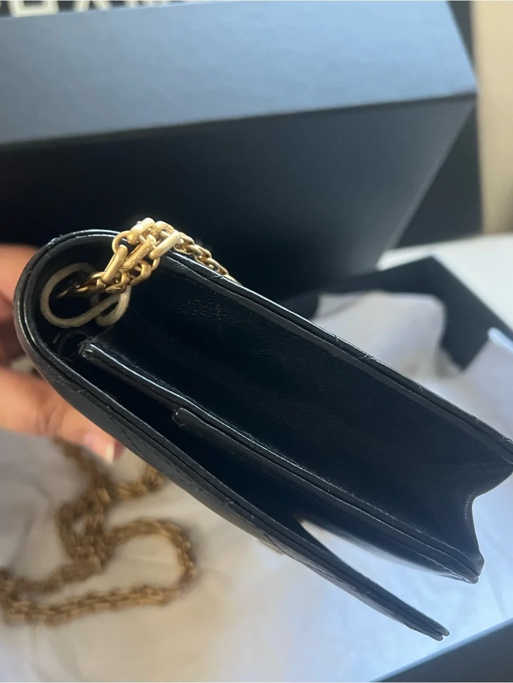 Chanel Reissue 2.55 crocodile Embossed and Lambskin leather WOC crossbody